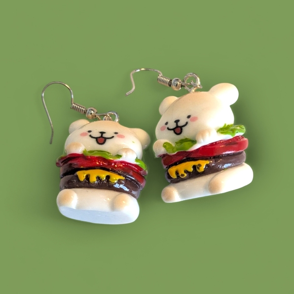 Jewelry - Handmade Bear Burger Earrings